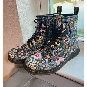 Doc Martens Newton Wanderlust Floral Canvas Lace Up Air Wair Boots Size 7